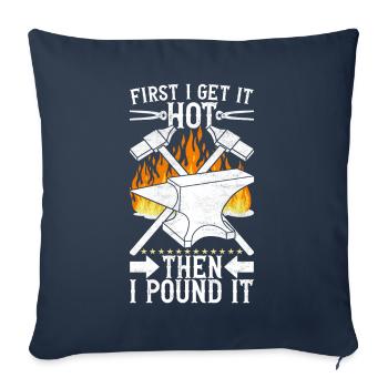 Enclume de forge forgeuse - Housse de coussin décorative 45 x 45 cm - bleu marine - Devant