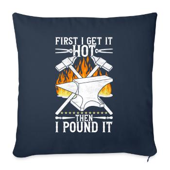 Enclume de forge forgeuse - Housse de coussin décorative 45 x 45 cm - bleu marine - Devant