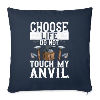 Enclume de forge forgeuse - Housse de coussin décorative 45 x 45 cm - bleu marine - Devant