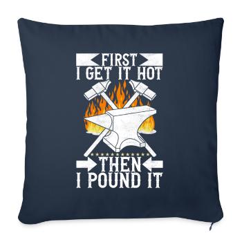 Enclume de forge forgeuse - Housse de coussin décorative 45 x 45 cm - bleu marine - Devant