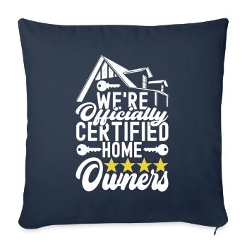 Achat d’une maison pour les propriétaires - Housse de coussin décorative 45 x 45 cm - bleu marine - Devant