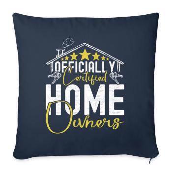 Achat d’une maison pour les propriétaires - Housse de coussin décorative 45 x 45 cm - bleu marine - Devant
