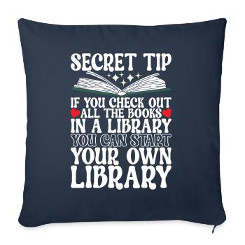 Bibliothèque de rats de bibliothèque de livres de lecture - Housse de coussin décorative 45 x 45 cm - bleu marine - Devant