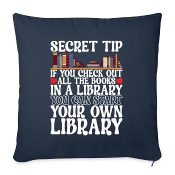 Bibliothèque de rats de bibliothèque de livres de lecture - Housse de coussin décorative 45 x 45 cm - bleu marine - Devant