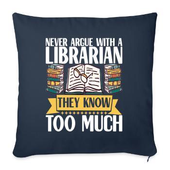 Bibliothèque de rats de bibliothèque de livres de lecture - Housse de coussin décorative 45 x 45 cm - bleu marine - Devant