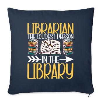 Bibliothèque de rats de bibliothèque de livres de lecture - Housse de coussin décorative 45 x 45 cm - bleu marine - Devant