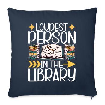 Bibliothèque de rats de bibliothèque de livres de lecture - Housse de coussin décorative 45 x 45 cm - bleu marine - Devant