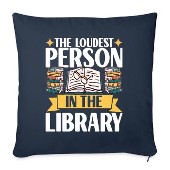 Bibliothèque de rats de bibliothèque de livres de lecture - Housse de coussin décorative 45 x 45 cm - bleu marine - Devant