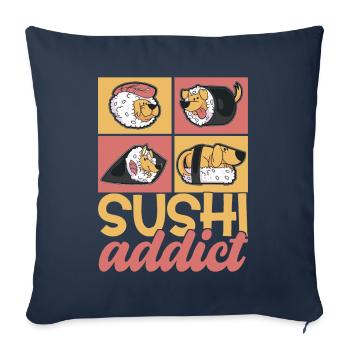 Sushi Kawaii - Housse de coussin décorative 45 x 45 cm - bleu marine - Devant