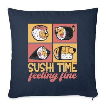 Sushi Kawaii - Housse de coussin décorative 45 x 45 cm - bleu marine - Devant