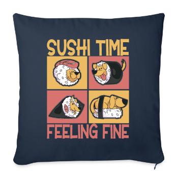 Sushi Kawaii - Housse de coussin décorative 45 x 45 cm - bleu marine - Devant