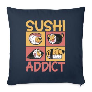 Sushi Kawaii - Housse de coussin décorative 45 x 45 cm - bleu marine - Devant