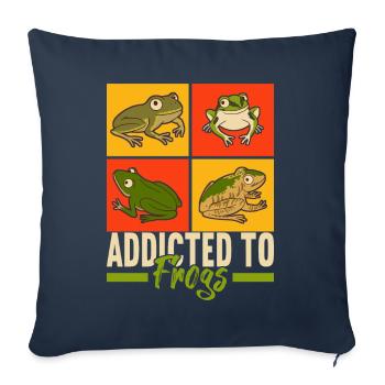 Grenouille Amphibiens Grenouilles - Housse de coussin décorative 45 x 45 cm - bleu marine - Devant