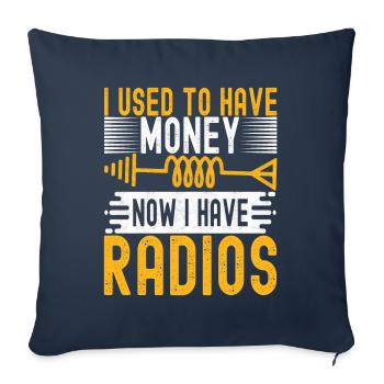 Radio amateur Opérateur radio amateur - Housse de coussin décorative 45 x 45 cm - bleu marine - Devant