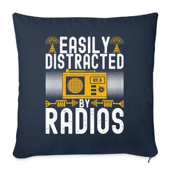 Radio amateur Opérateur radio amateur - Housse de coussin décorative 45 x 45 cm - bleu marine - Devant