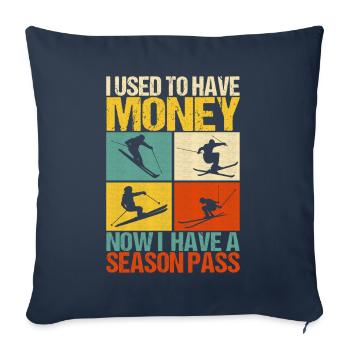 Skieurs - Housse de coussin décorative 45 x 45 cm - bleu marine - Devant