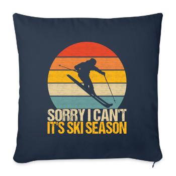 Skieurs - Housse de coussin décorative 45 x 45 cm - bleu marine - Devant