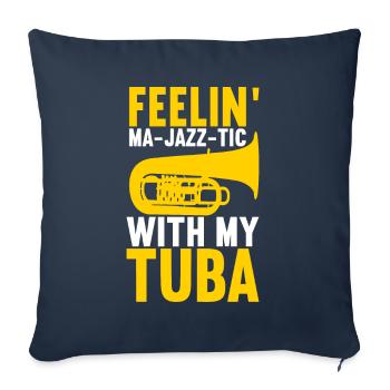Tuba Tuba lecteur - Housse de coussin décorative 45 x 45 cm - bleu marine - Devant