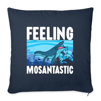 Dinosaure mosasaure - Housse de coussin décorative 45 x 45 cm - bleu marine - Devant