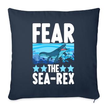 Dinosaure mosasaure - Housse de coussin décorative 45 x 45 cm - bleu marine - Devant