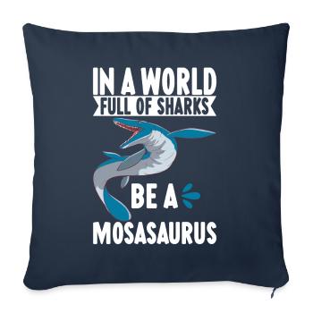 Dinosaure mosasaure - Housse de coussin décorative 45 x 45 cm - bleu marine - Devant