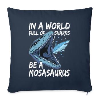 Dinosaure mosasaure - Housse de coussin décorative 45 x 45 cm - bleu marine - Devant