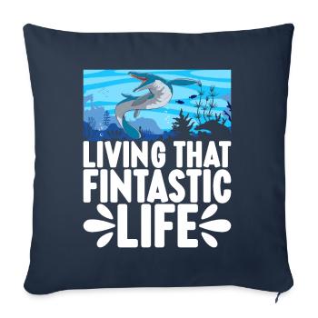 Dinosaure mosasaure - Housse de coussin décorative 45 x 45 cm - bleu marine - Devant
