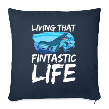 Dinosaure mosasaure - Housse de coussin décorative 45 x 45 cm - bleu marine - Devant