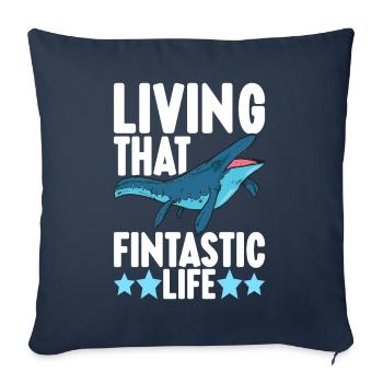 Dinosaure mosasaure - Housse de coussin décorative 45 x 45 cm - bleu marine - Devant