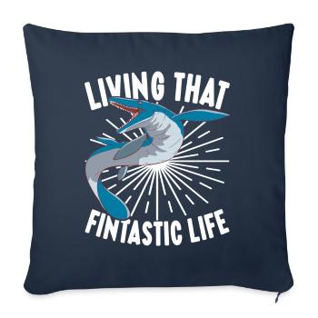 Dinosaure mosasaure - Housse de coussin décorative 45 x 45 cm - bleu marine - Devant