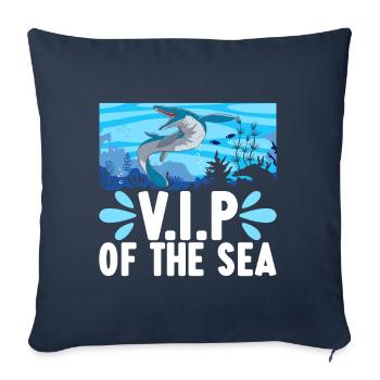 Dinosaure mosasaure - Housse de coussin décorative 45 x 45 cm - bleu marine - Devant