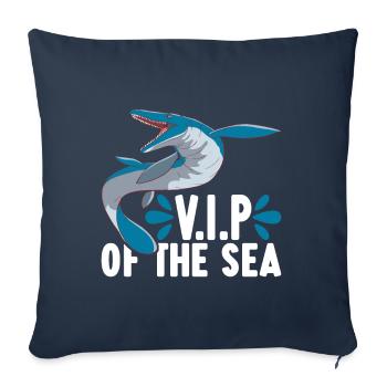 Dinosaure mosasaure - Housse de coussin décorative 45 x 45 cm - bleu marine - Devant