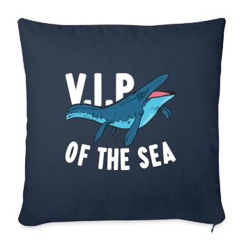 Dinosaure mosasaure - Housse de coussin décorative 45 x 45 cm - bleu marine - Devant