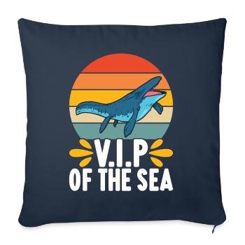 Dinosaure mosasaure - Housse de coussin décorative 45 x 45 cm - bleu marine - Devant