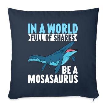 Dinosaure mosasaure - Housse de coussin décorative 45 x 45 cm - bleu marine - Devant