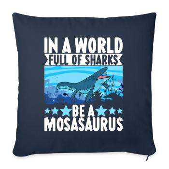 Dinosaure mosasaure - Housse de coussin décorative 45 x 45 cm - bleu marine - Devant