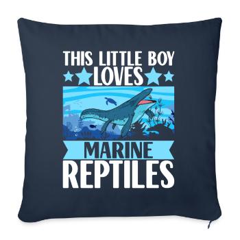 Dinosaure mosasaure - Housse de coussin décorative 45 x 45 cm - bleu marine - Devant