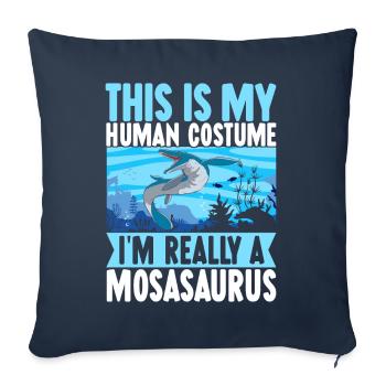 Dinosaure mosasaure - Housse de coussin décorative 45 x 45 cm - bleu marine - Devant