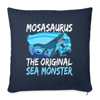 Dinosaure mosasaure - Housse de coussin décorative 45 x 45 cm - bleu marine - Devant