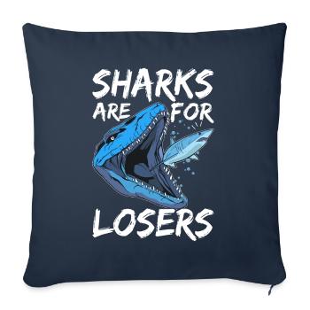 Dinosaure mosasaure - Housse de coussin décorative 45 x 45 cm - bleu marine - Devant