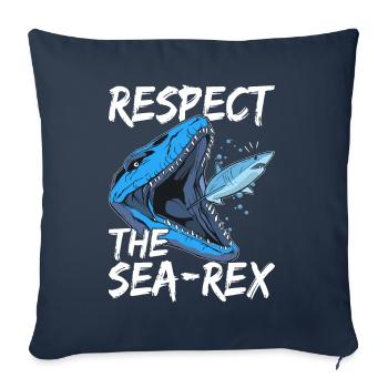 Dinosaure mosasaure - Housse de coussin décorative 45 x 45 cm - bleu marine - Devant