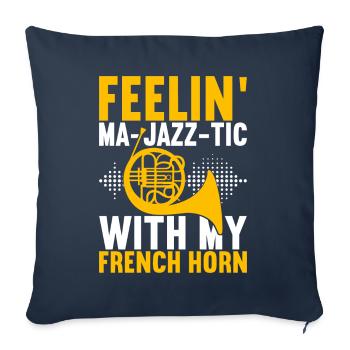 Cuivre à cor - Housse de coussin décorative 45 x 45 cm - bleu marine - Devant