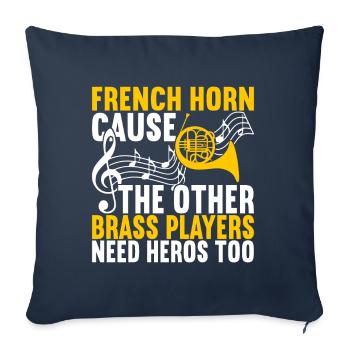 Cuivre à cor - Housse de coussin décorative 45 x 45 cm - bleu marine - Devant
