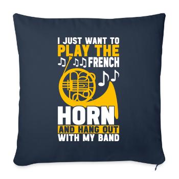 Horn Brass Instrument - Sofa pillowcase 17,3'' x 17,3'' (45 x 45 cm) - navy - Front