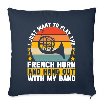 Horn Blechblasinstrument - Sofakissenbezug 45 x 45 cm - Navy - Vorne