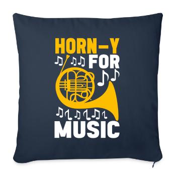 Horn Brass Instrument - Sofa pillowcase 17,3'' x 17,3'' (45 x 45 cm) - navy - Front