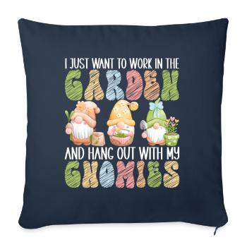 Nains de jardin Jardinage - Housse de coussin décorative 45 x 45 cm - bleu marine - Devant