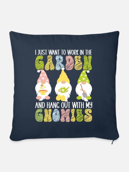 Gartenzwerge Gartenarbeit - Sofakissenbezug 45 x 45 cm - Navy