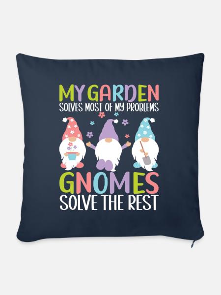 Gartenzwerge Gartenarbeit - Sofakissenbezug 45 x 45 cm - Navy