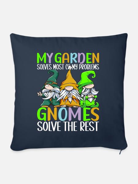 Gartenzwerge Gartenarbeit - Sofakissenbezug 45 x 45 cm - Navy